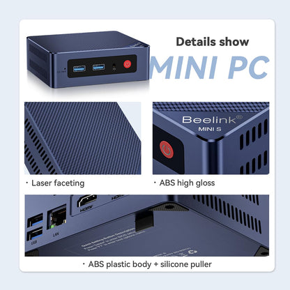 Beelink S12 Mini PC, 12th Gen Intel Alder Lake-N95 Processor (up to 3.40GHz) Mini Computer, 16GB RAM 500GB SSD Business Mini Desktop PC, Dual HDMI/WiFi 6/BT5.2/RJ45/WOL/Auto Power on