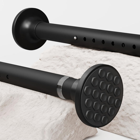 Tension rod without drilling Black telescopic curtain rod Clamp rod for wardrobe, bathroom, balcony, shower curtain rod (160-220CM Φ32mm)