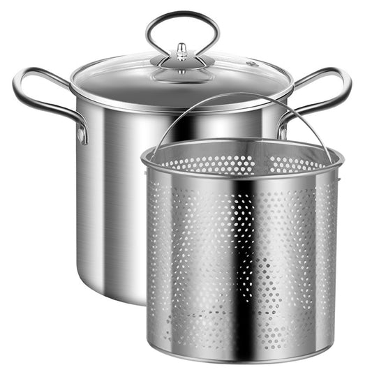 Home deep fryer pot with basket, 3.5-liter stainless steel, versatile fish frying pot with cooking basket for fries, chicken