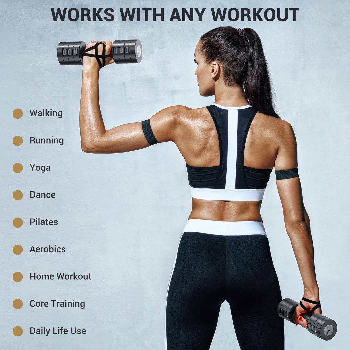 Dumbbells set, Sportneer Adjustable Dumbbells Women Set 1-2.5 kg each, 4-in-1 Dumbbells 2 Set, Adjustable Dumbbell Set for Home Gym, Fitness, Strength Training, Gift (Black-Gray)