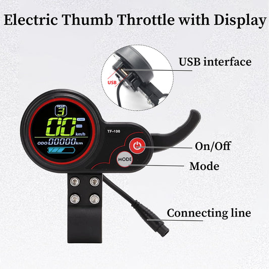 GAESHOW Scooter Display Panel, Electric Scooter LCD Display, 48V TF-100 Display 6 Pin Communication Instrument, Accelerator Cycling Electric Scooter for M4 Electric Scooter Controller (A)