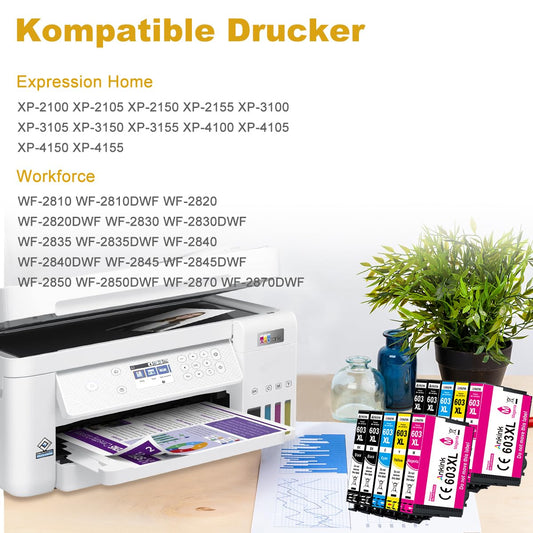 ANKINK Compatible Ink Cartridge Printer Cartridges as a replacement for Epson 603XL for Cartridge 603 XL for WF-2820DWF WF-2830DWF WF-2840DWF XP-2100 XP-2150 XP-3100 XP-3150 XP-4100 XP-4150 Black Color 10 Pack
