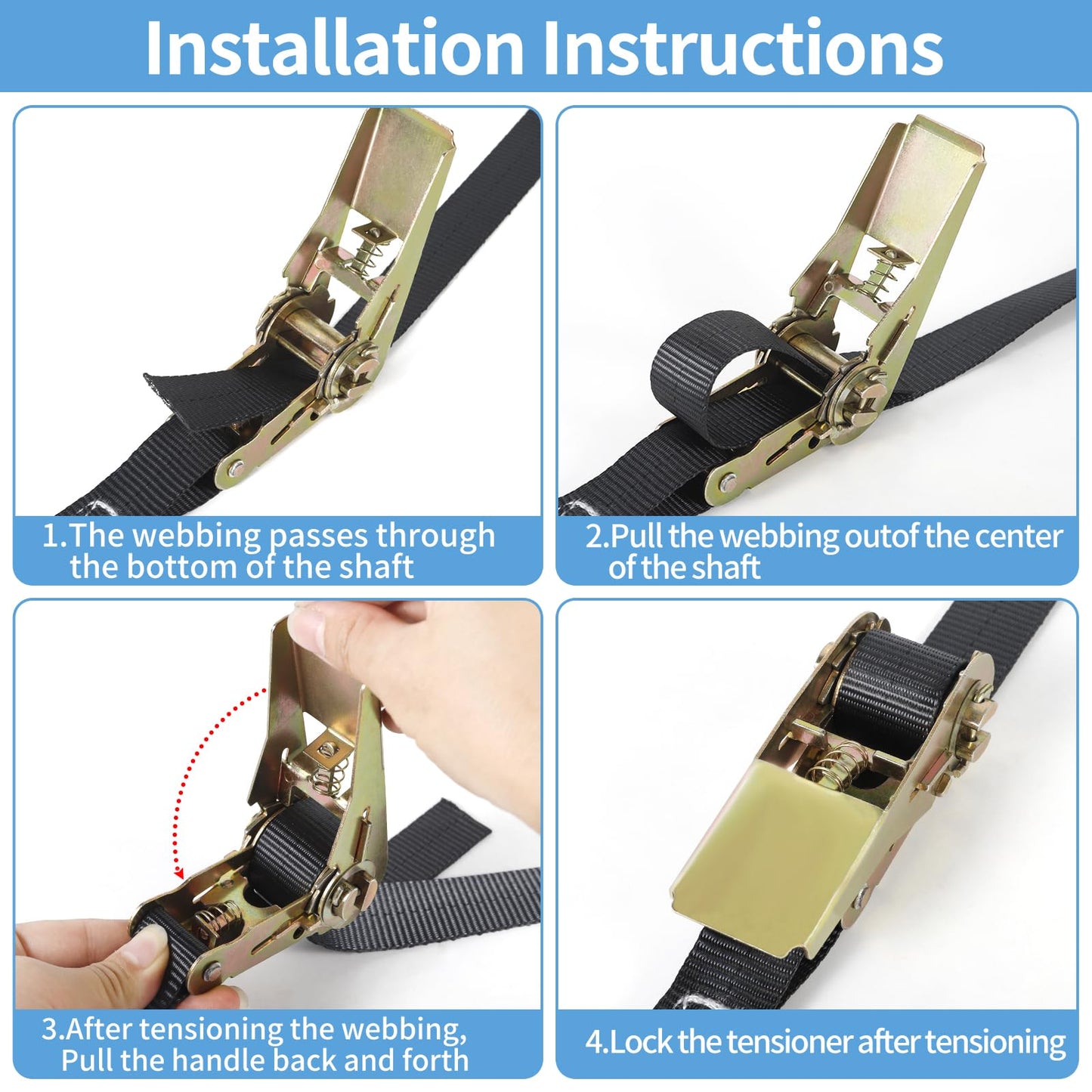 SVIPDDD Ratchet Tie Down Straps Set-6 Pieces 2M/4M/5M, webbing 25mm wide, load capacity up to 1000 kg, ratchet tie downs for motorcycle, bike, luggage & camping securement, tie down straps (Black)