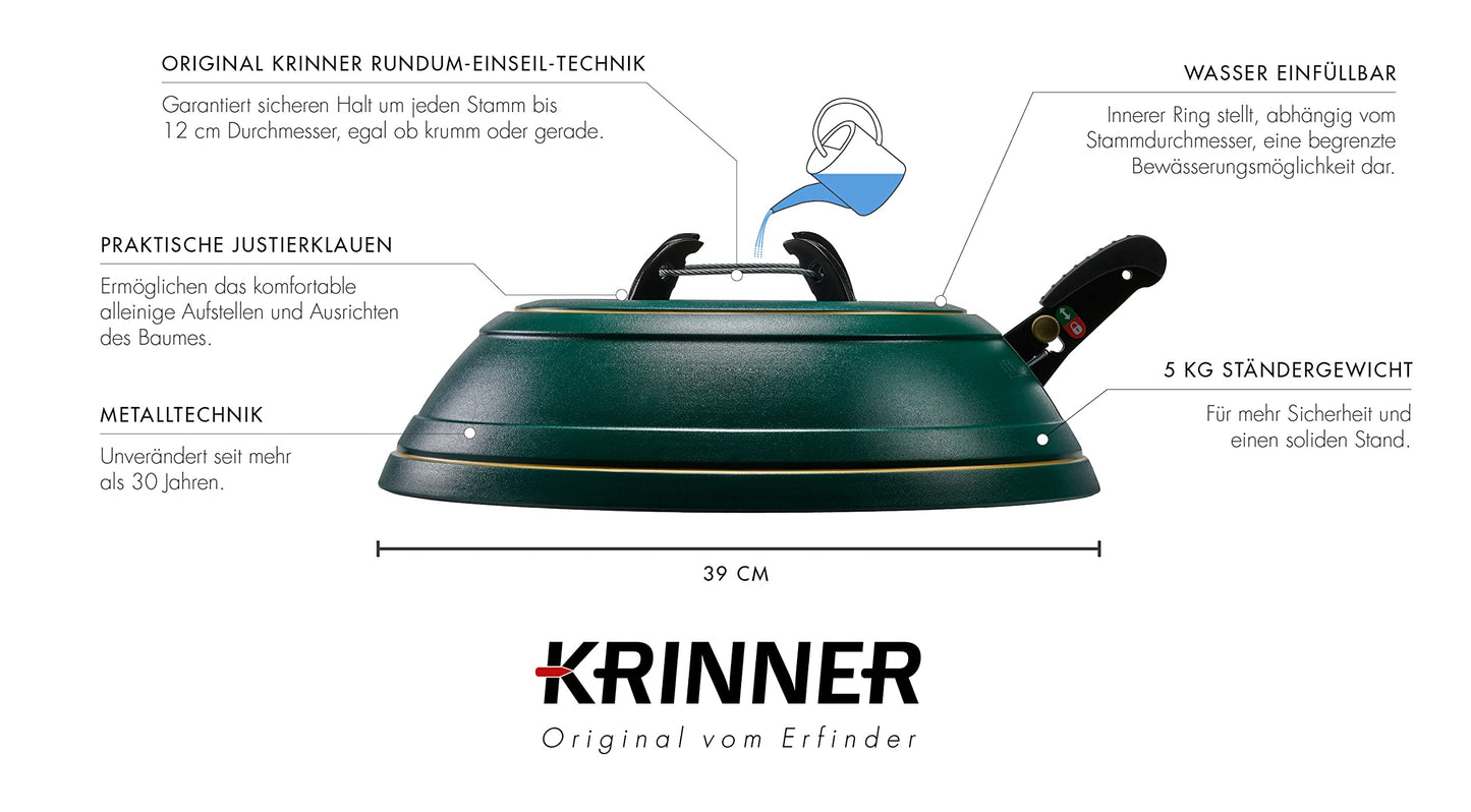 KRINNER® Christmas tree stand Vario Classic Green incl. foot pedal and single cable technology Water fillable for tree heights up to 2.6m 94001