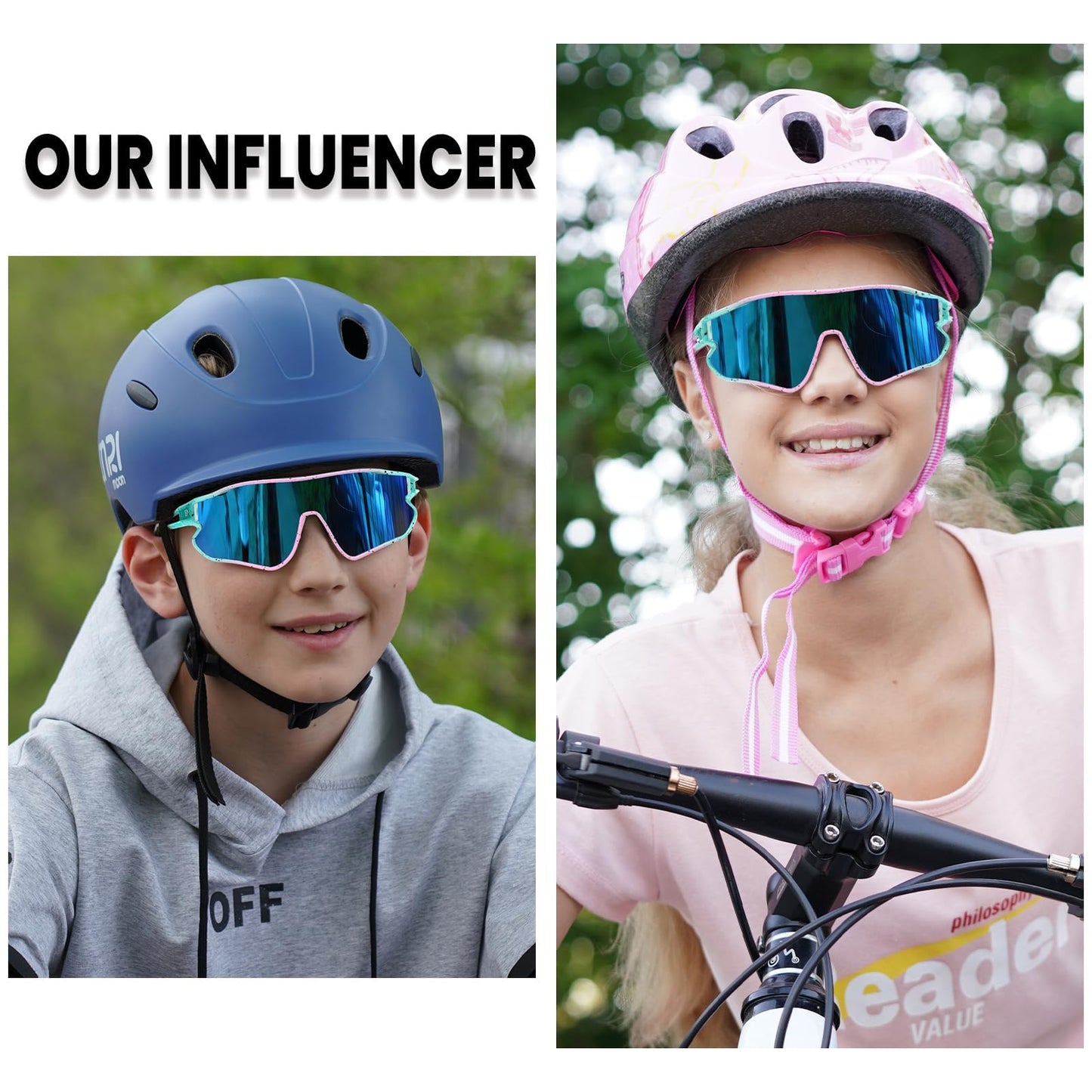 DUCO Kids Sunglasses Youth Baseball Sunglasses Lightweight TR90 Frame UV400 Sport Cycling Sunglasses for Boys Girls DK268 (Pink Blue Frame Revo Blue Lens)