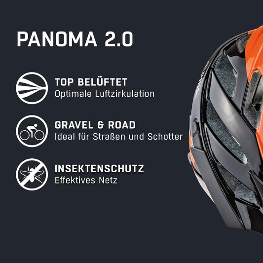 ALPINA PANOMA - Reflective & Optimal Ventilated Bike Helmet with Insect Net & Retrofit LED for Adults, black-orange, M (56-59 cm)