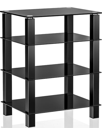 FITUEYES TV stand HiFi shelf Audio cabinet Glass and Aluminum 600x455x770mm