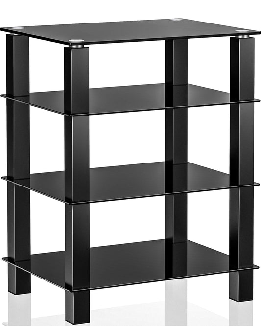 FITUEYES TV stand HiFi shelf Audio cabinet Glass and Aluminum 600x455x770mm