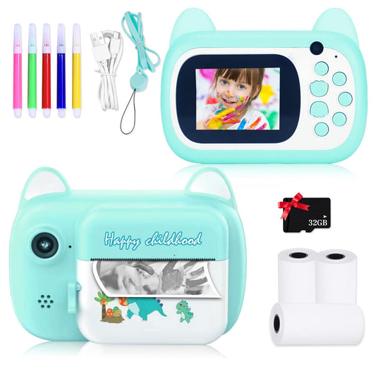 SUPBRO Kids Camera, Selfie Camera with 2.4-inch Big Screen 1080P HD Instant Print Camera 32GB Digital Camera for 3-12 Year Olds Birthday Gift