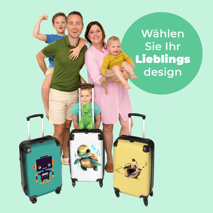NoBoringSuitcases.com® Kids' travel suitcase Cabin Bag Large suitcase with wheels Gifts - Turtle - Watercolors - Animals - Kids' luggage suitcase medium-sized, 67x43x25cm.