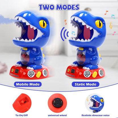 EagleStone Moving Dinosaur Shooting Game for Kids, Spaying & Auto-Scoring, Dino Target Game with 2 Pump Guns, 48 Foam Balls, Sound, Gift for Boys & Girls, Party Game
