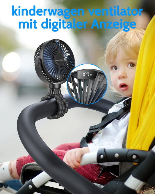 SWEETFULL mini fan stroller fan quiet handheld fan 4000mAh battery desk fan usb small portable fan travel office camping car 360 degree rotation