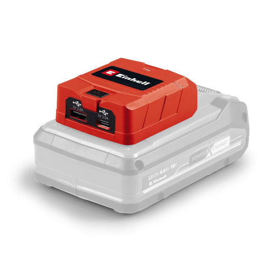 Einhell USB Battery Adapter TC-CP 18 Li USB A/C-Solo Power X-Change (18 V, mobile charging of smartphone, tablet and more, 1x USB-A port, 1x USB-C port, without battery)