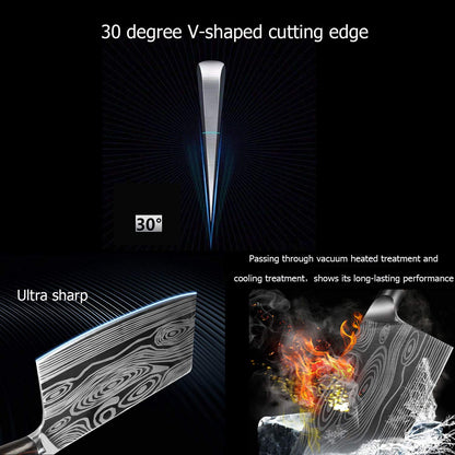 Butcher Cleaver 7 Inch German High Carbon Stainless Steel Meat Cleaver Knife, Professional Chinese Chef Knife High Performance Blade for Kitchen and Restaurant.