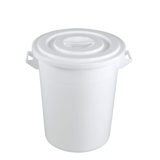 TOLEGANO 50L food-safe bucket with lid White Universal barrel Water drum Feed drum Barrel with lid Feed bucket Water tank 50L plastic bucket plastic barrel Horse Tub Storage Bucket