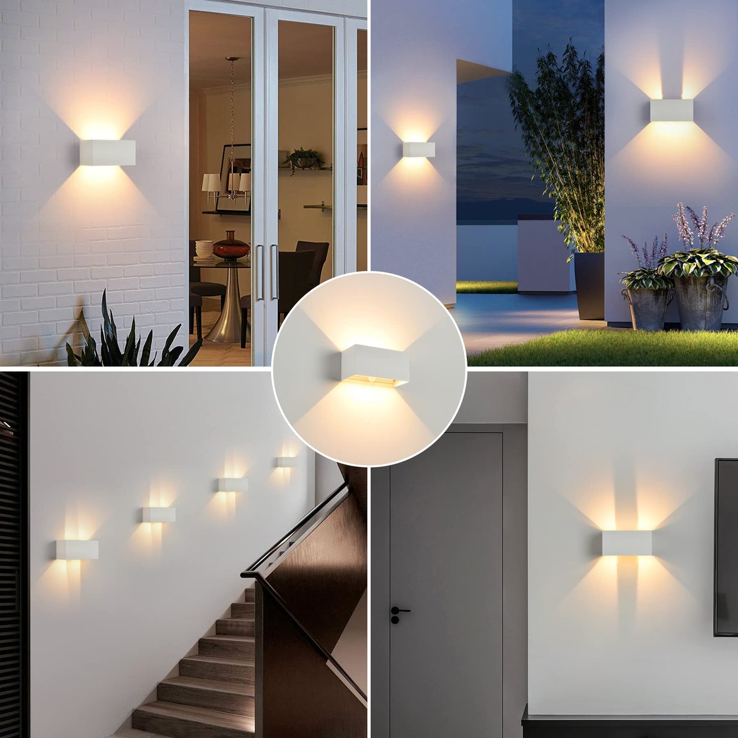 LED wall light for indoor/outdoor use with motion sensor, 24W wall lamp, IP65 waterproof outdoor wall light 3000K warm white wall lighting, modern outdoor light with adjustable up-down beam angle, white