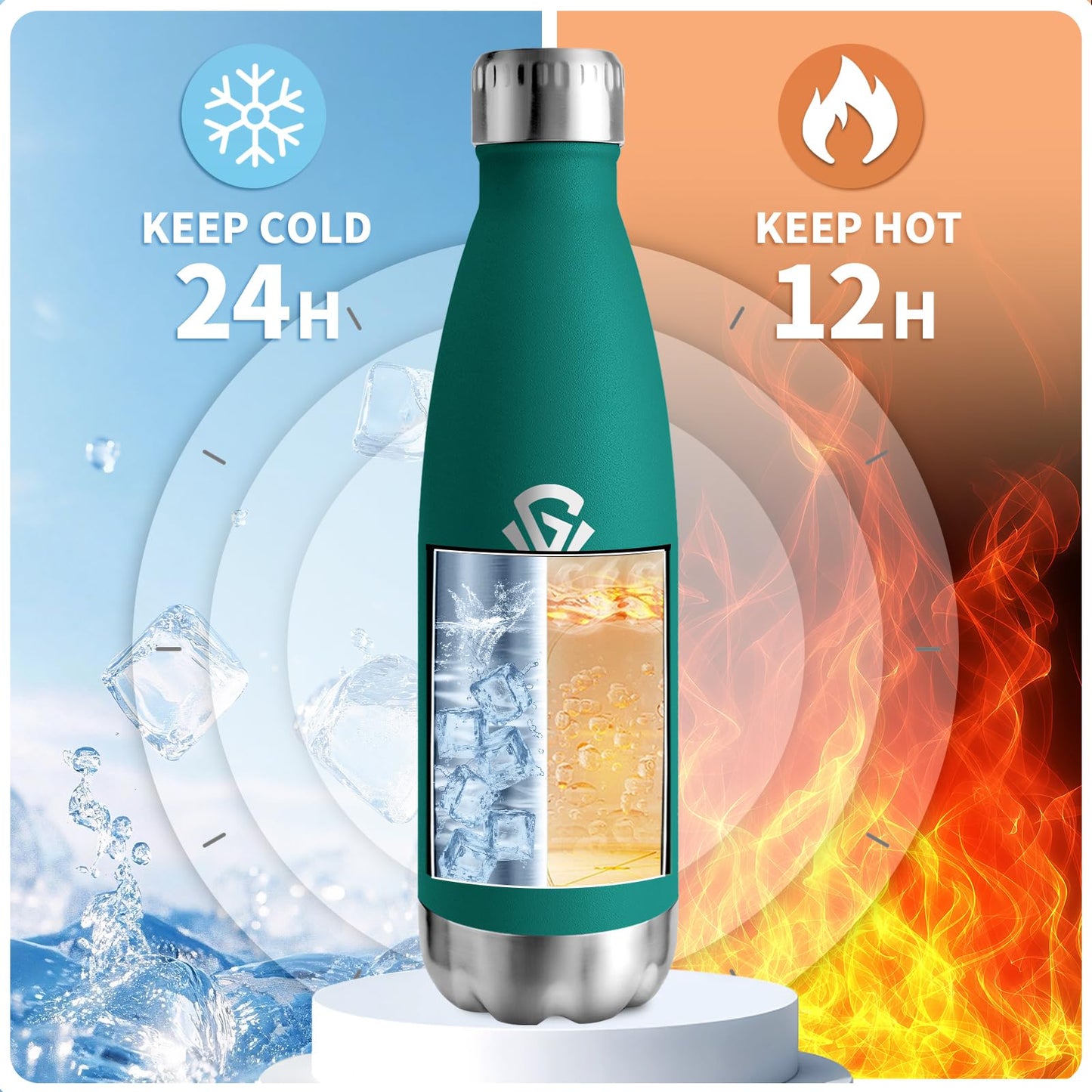 750ml thermos bottle, double-walled thermos flask suitable for carbonation, BPA-free leak-proof water bottle, insulated stainless steel drinking bottle for university, work, travel, sports, outdoor activities, boys, girls
