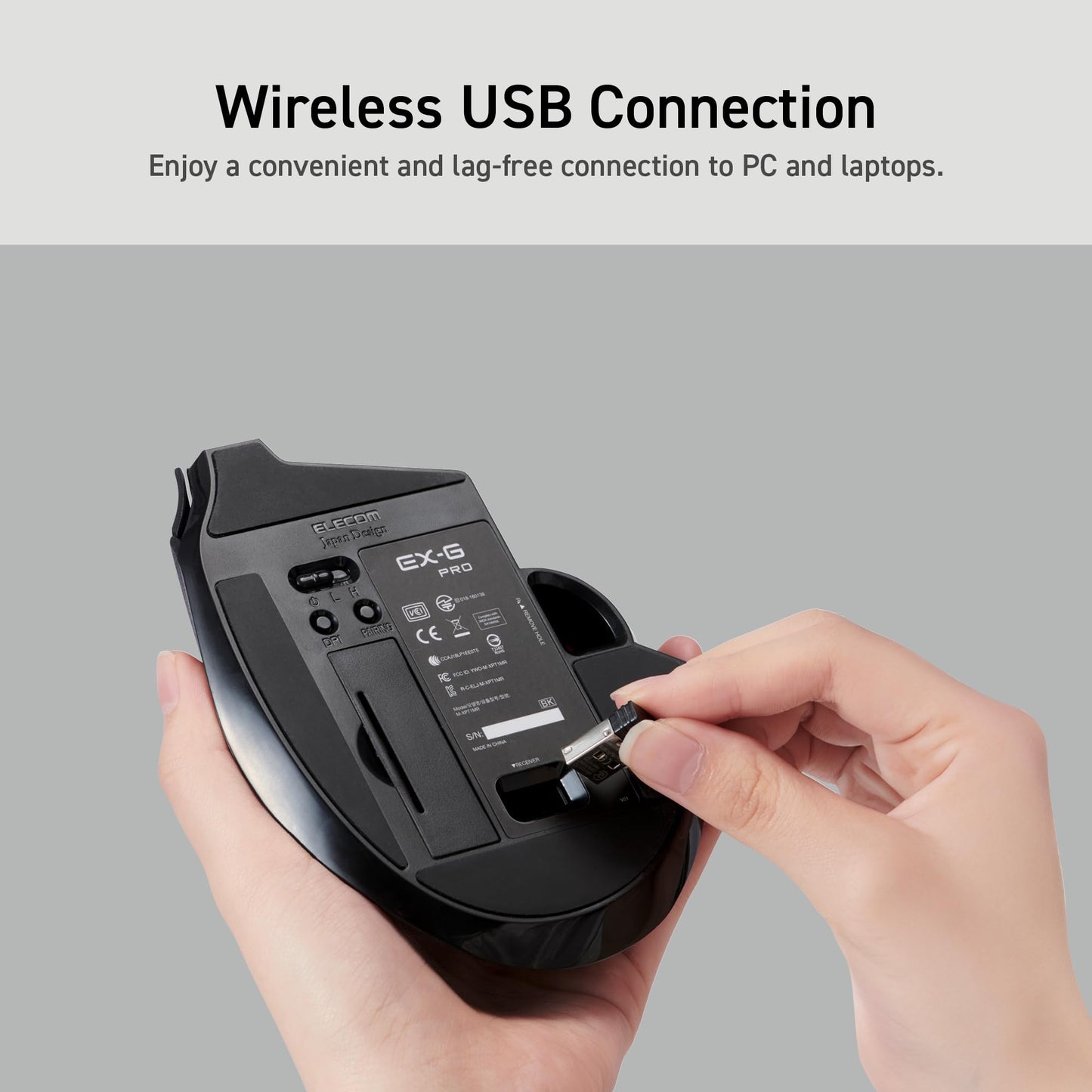 ELECOM Trackball Mouse Wireless, Ergonomic Mouse, 3Device Connection, Wired (USB), Bluetooth, Track Ball Mouse, Thumb Control, Compatible for PC, Laptop, Mac, Windows, macOS, EX-G Pro (M-XPT1MRXBK)