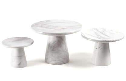 White marble design etagere as a serving platter or cake plate for the festive table.