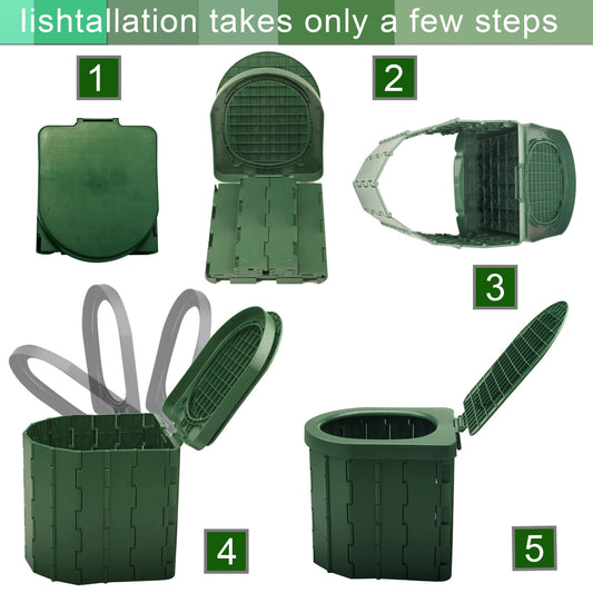 KINSPORY Camping Toilet, Portable Toilet, Separation Toilet, Portable Toilet for Outdoor or Indoor, Folding Potty for Car Camping (Green with lid)
