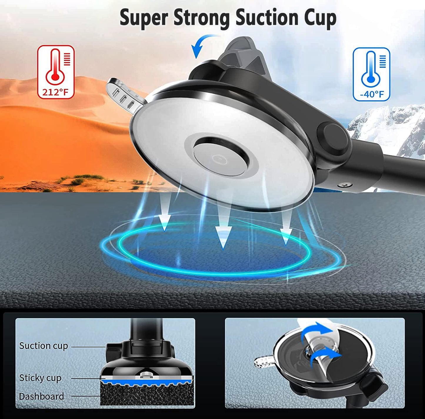 Oilcan swan neck tablet car holder, dashboard windshield truck iPad mount. Flexible long arm (34cm) suction cup car holder for iPad Pro Air Mini, Galaxy, phones (4-12.9").