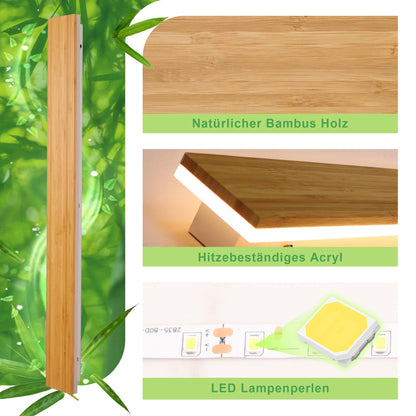 LED wall light indoor wood wall lamp bamboo wood long wall light 31W warm white 3000k lamp wood modern wall lighting for bedroom living room hallway staircase indoor lighting night light, 100cm