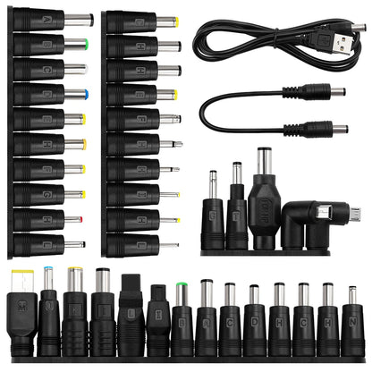 39 pieces of Universal DC Power Supply Adapter, KUOQIY 5.5x2.1mm DC Plug Adapter with 2 pieces of cables, for fans, routers, desk lamps, computers