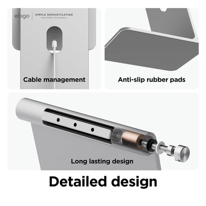 elago Magnetic Tablet Stand - Compatible with iPad Pro 12.9" (6th/5th Gen) and 11" (4th/3rd Gen), Air 10.9" (5th/4th Gen), Mini 8.3" (6th Gen), Nintendo Switch 2 (Silver)