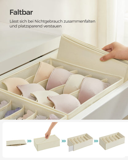 SONGMICS Underwear Organizer 8-pack, foldable drawer organizer, wardrobe organization system, storage box for bras, socks, ties, beige RUS008M01.
