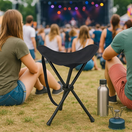 Three-legged stool, foldable 550g ultra-light camping stool, 3-leg folding stool, 40cm height, 30cm seat area, supports up to 100kg, portable festival seat for trade shows, festivals & outdoor hiking.