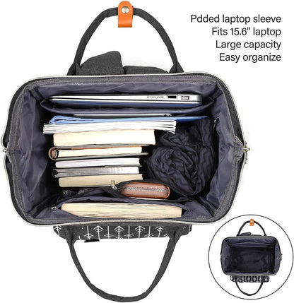 Women's backpack, 15.6-inch laptop backpack with USB charging port for work, hiking, travel, camping. Made of Oxford fabric.
