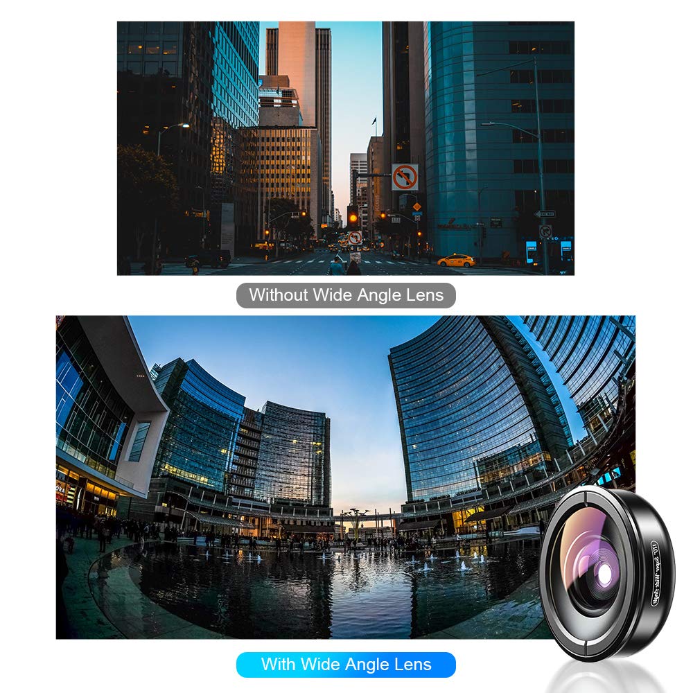 Apexel updated HD Phone Lens Kit-170° super wide angle, 10x macro lens, 2.0X telephoto lens, 110° wide angle, 195° fisheye lens for iPhone, Android, Samsung, and most phones.