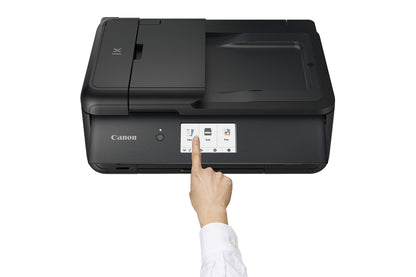 Canon PIXMA TS9550a printer color inkjet multifunction device for DIN A4 A3 (printer A3, scanner, copier, 5 separate inks, WLAN, LAN, print app, 2 paper feeders, duplex printing) black