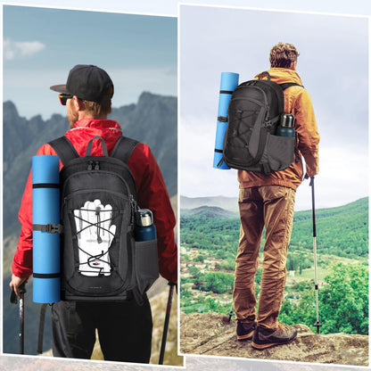RAINSMORE hiking backpack for men and women 40L waterproof lightweight travel backpack trekking backpack with reflective strips for climbing, cycling, mountaineering, and travel Black