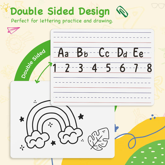 Ohuhu Whiteboard Small A4, Double-Sided Mini White Board, Dry Erase, Portable, for Students, Classroom, School, Home, and Office (Blank & Lined, Whiteboard Set - 25 Pack)