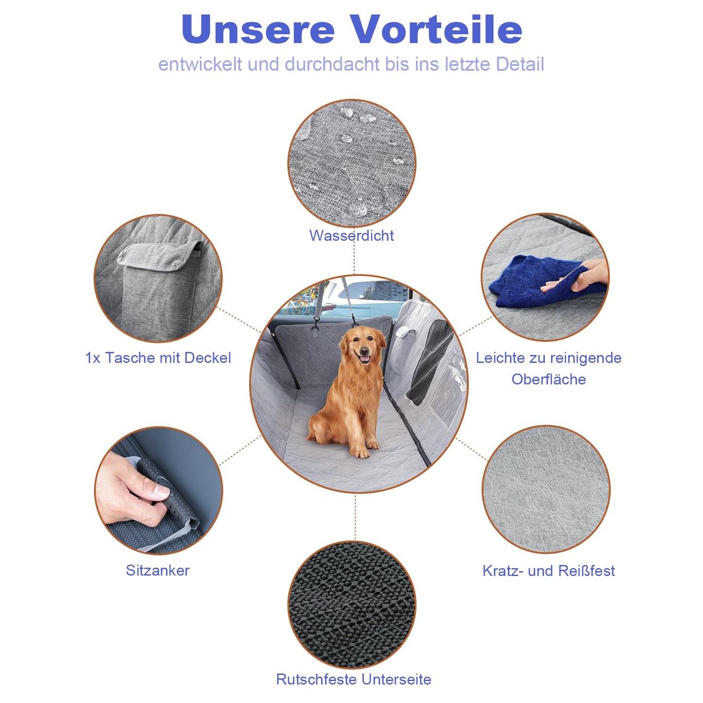 Dog car seat cover, dog car seat mat with PVC window and storage bag, 900D durable, scratch-resistant, non-slip car back seat dog cover with universal size, suitable for cars/trucks/SUVs.