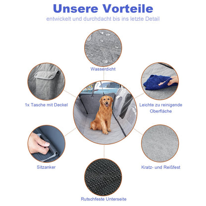 Dog car seat cover, dog car seat mat with PVC window and storage bag, 900D durable, scratch-resistant, non-slip car back seat dog cover with universal size, suitable for cars/trucks/SUVs.