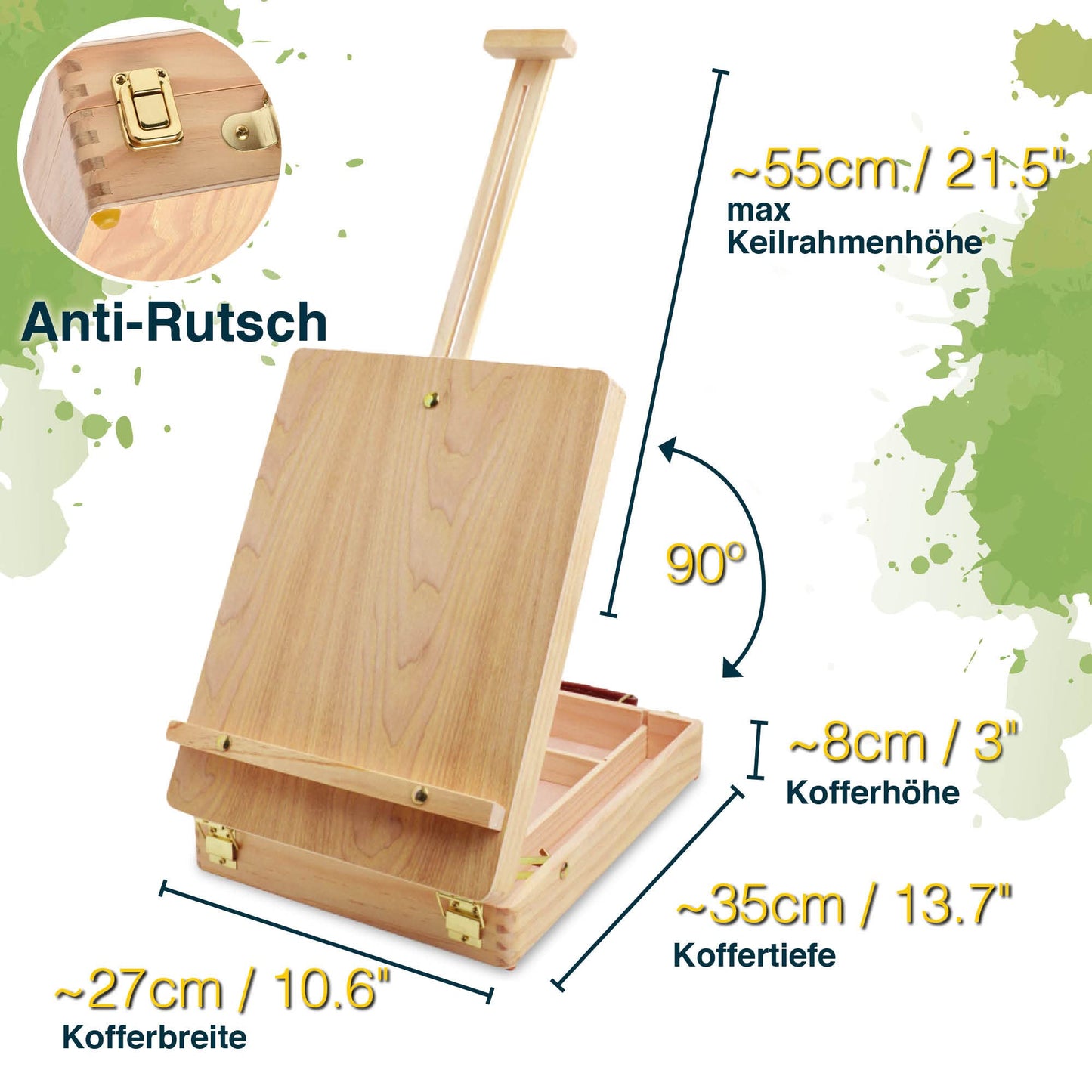 Artina 28 piece painting set Florence in a painting case - Acrylic paint set with portable easel - 18x 12ml acrylic paint, canvases, brushes & more - Premium wooden easel painting set for beginners & hobby artists.