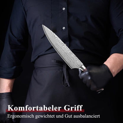 Sunnecko 20cm kitchen knife chef knife professional sharp stainless steel meat knife with Pakkawood handle multipurpose sharp blade with gift box