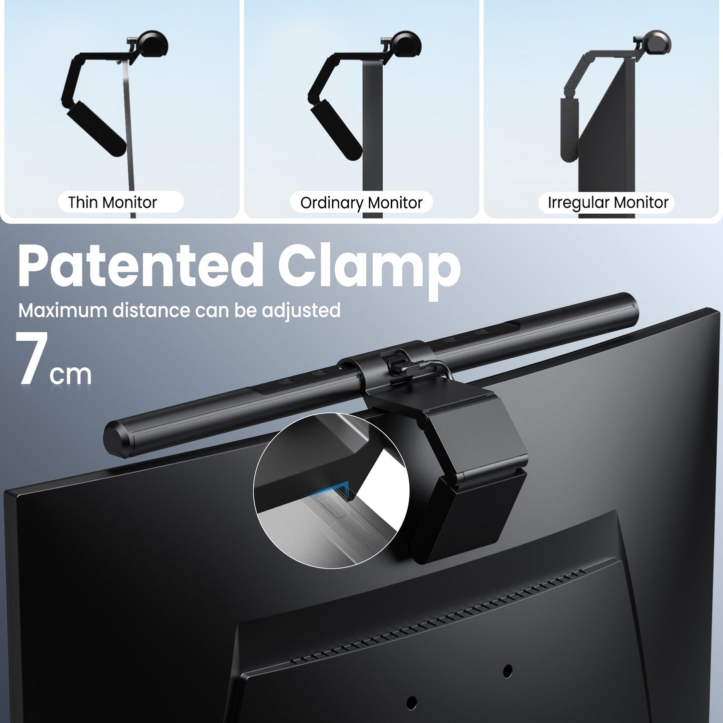 Quntis computer monitor lamp LED with remote control & touch control, 40cm monitor light bar with anti-blue light, screen lamp USB with auto-dimming, PC office lamp