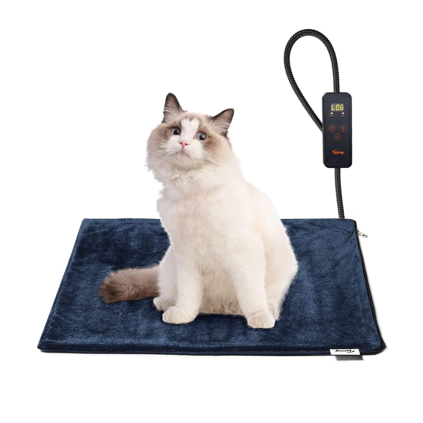 Toozey Cat & Dog Heating Pad 45*45cm, Adjustable Timing & Temperature Safe Electric Pet Heating Blanket, Soft Warming Blanket for Newborn/Small/Older Cat and Dog