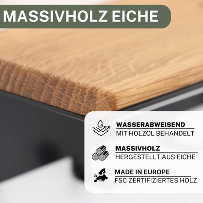 Clean® | Key rack with 6 hooks | Wooden key board | Oak | Wall organizer | Key box | Key holder with shelf | Key storage in black metal | 30x8x8cm