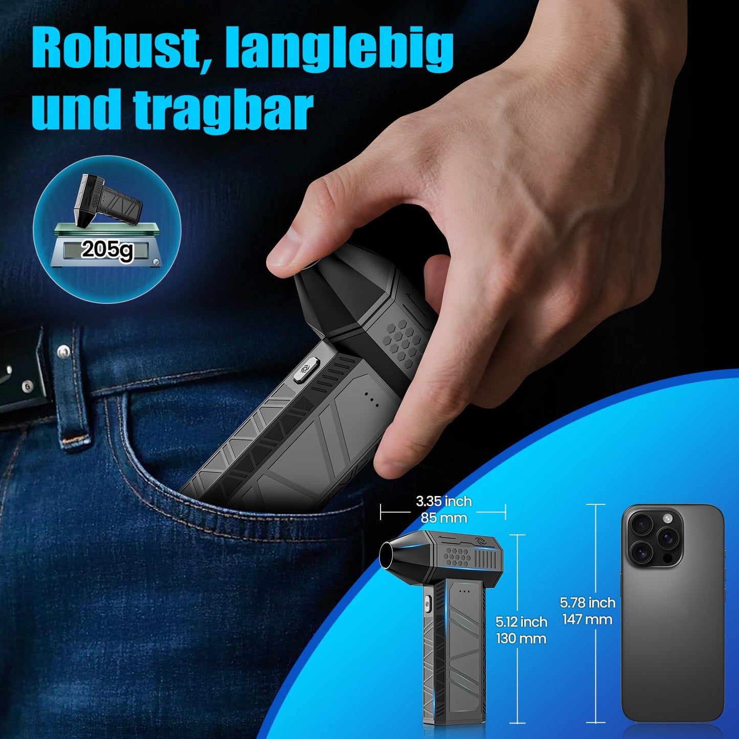 Electric Air Duster, 130000RPM Electric Dust Blower Air Spray, 3-Speed Mini Electric Dust Blower, Super Power Turbo Blower for Computer, Keyboard, Home, Outdoor, and Car