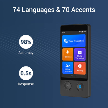 ANFIER Offline Language Translator [Latest AI Language Translator - W12] 144 languages and accents with 3.7-inch touchscreen Instant two-way translation
