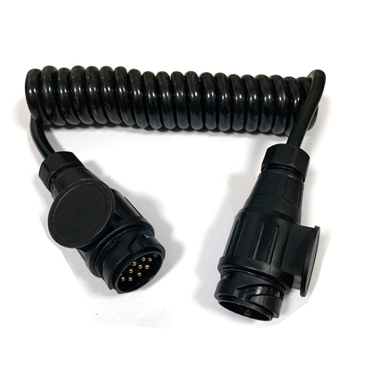 JVJ coiled cable 13-pin trailer extension cable plug 3M 13-13 pin 13-pin to 13-pin trailer cable adapter for cars RV motorhome tractor camper vehicle caravan