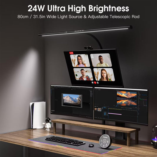 EYOCEAN desk lamp LED, 24W 80CM table lamp with gesture control, dimmable daylight lamp eye protection monitor lamp for office workers readers architects tailors.