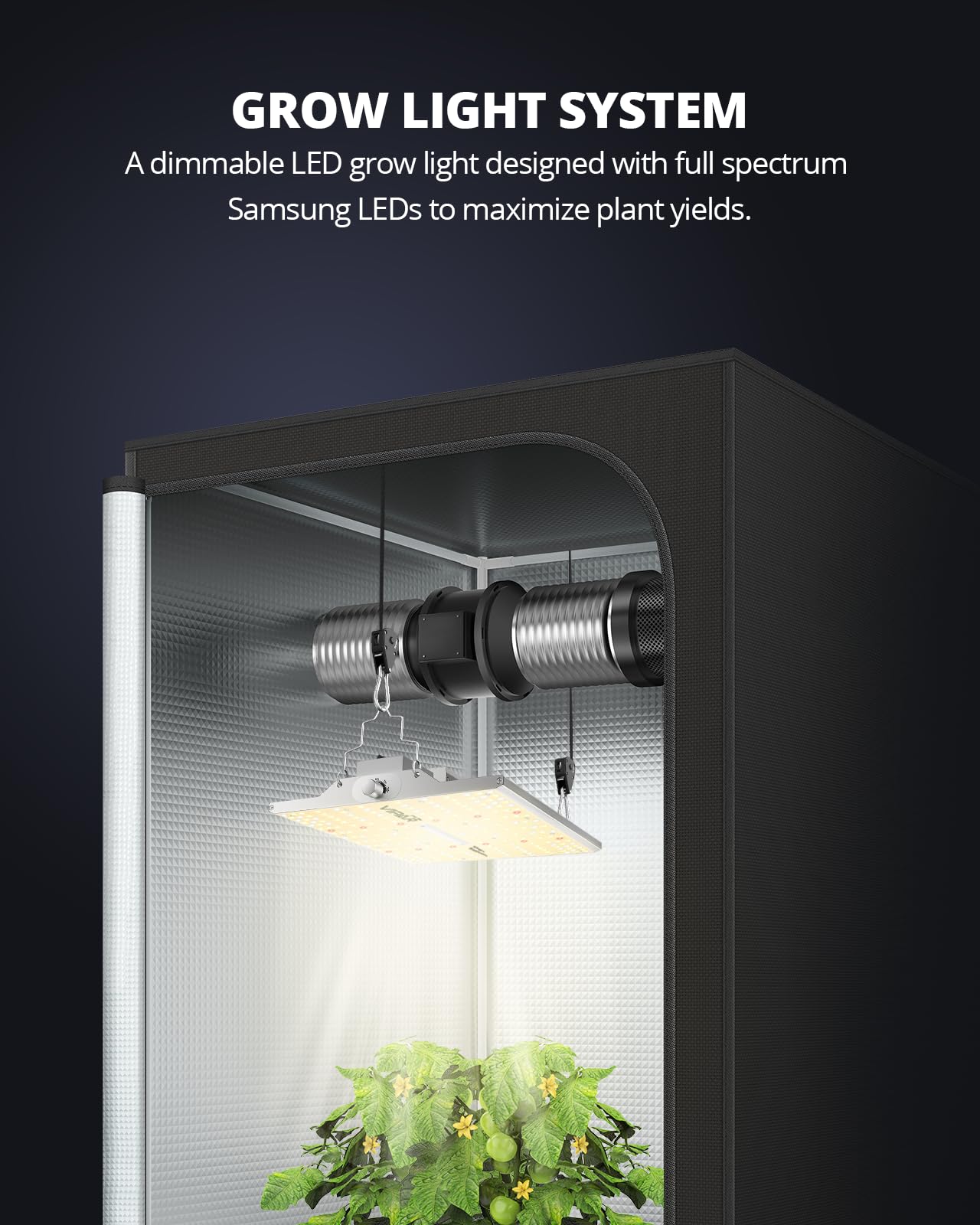 VIPARSPECTRA XS1000 LED Grow Light compatible with Samsung LM301H high PPFD, full spectrum plant lamp with dimmable daisy chain grow light for indoor plants for grow tent 80x80/60x60cm.