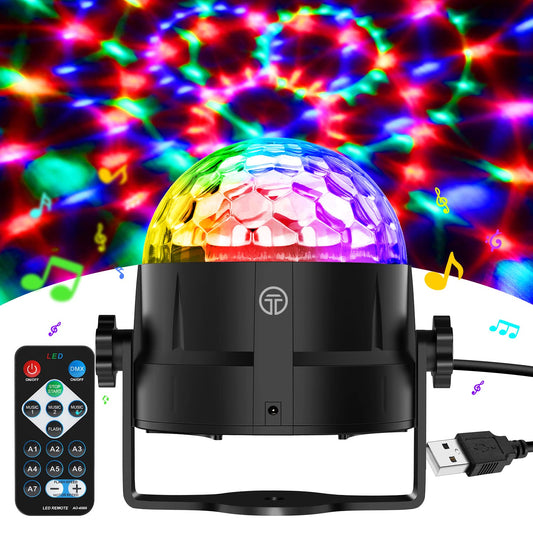 Gobikey Disco Ball, 360° Rotating Music Activated Disco Light LED Party Lamp with Remote Control- 3W RGB Dynamic Disco Light Effects, 4M/13ft USB, Party Light for Party/Halloween/Wedding