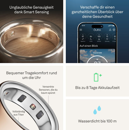 Oura Ring 4 - Rose Gold - Size 5 - Smart Ring | Measure first with Oura Ring 4 Sizing Kit | Sleep Tracking Wearable - Heart Rate - Fitness Tracker - Up to 8 days battery life
