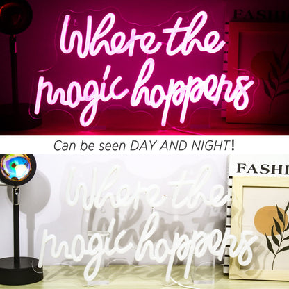 Where the Magic Happens LED Pink Neon Light Signboard for Wall, Acrylic Neon Sign for Bedroom, Wedding, Birthday, Party Decoration Sign.
